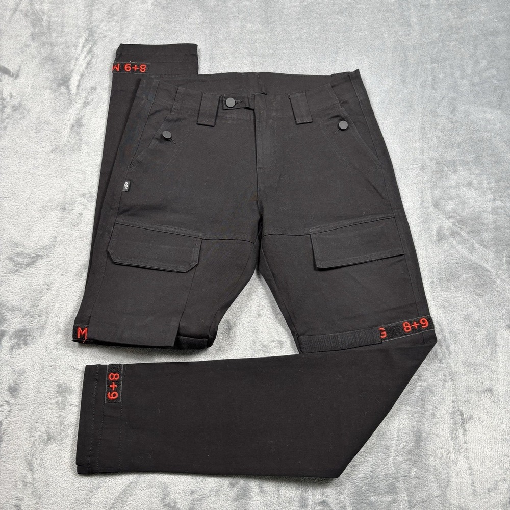 8&9 MFG Jeans Mens Size 34x33 Strapped Up Black Wash Utility Pants
